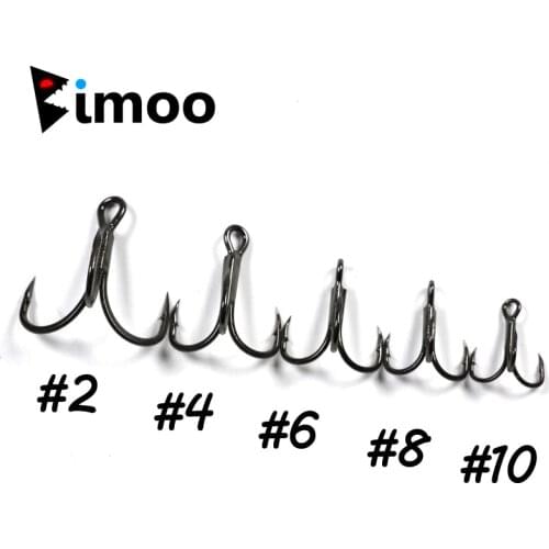 Bimoo 10pcs Extra Sharp Arrow Point Treble Hooks Black Nickle Red Grey Color Fishing Lure Spinner Bait Assist / Spare Hooks