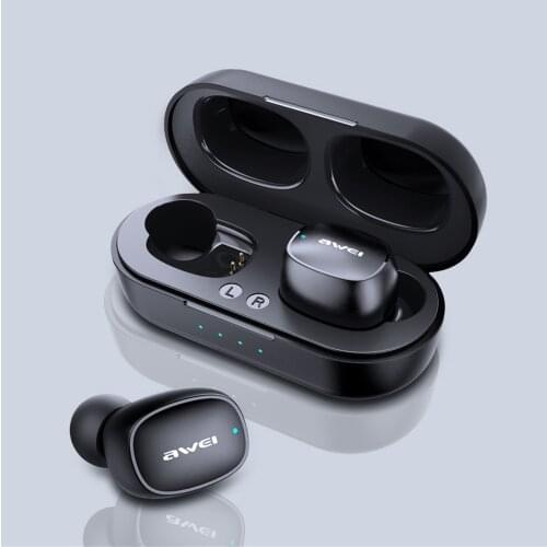 AWEI-T13 bluetooth headset TWS Free shipping home hi fi headphones for music Waterproof Earphone portable with Charging Box