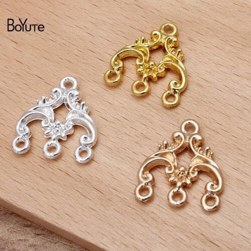 BoYuTe (50 Pieces/Lot) 19*31MM Metal Alloy Flower Porous Connector Accessories Diy Handmade Jewelry Materials Wholesale