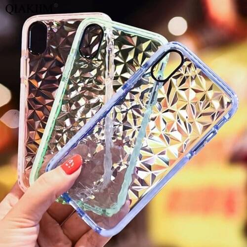 Luxury Jelly Diamond Pattern Phone Cases For iPhone 11 X XR XS Max 7 8 6S Plus Soft TPU Transparent Clear Cover Shockproof Case