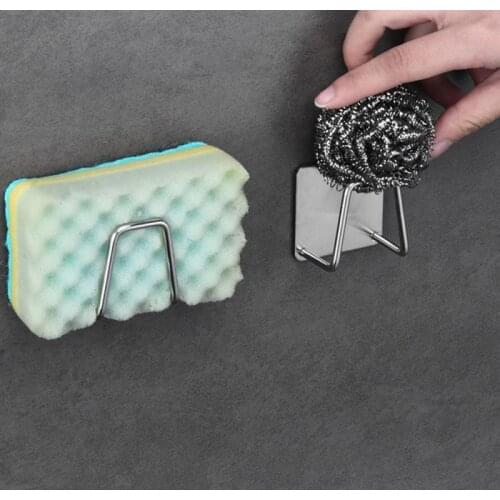 High Quality Stainless Steel Bathroom Kitchen Sink Sponge Soap Holder Self-Adhesive Wall-mounted Drain Storage Rack Accessories