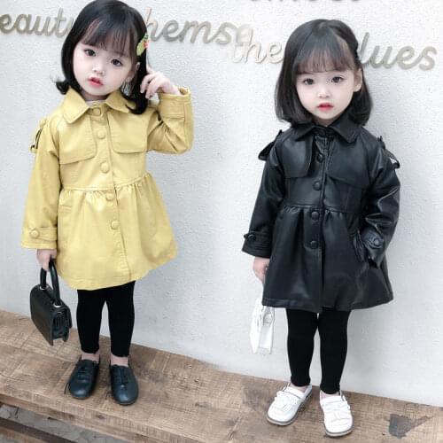 Childrens GIRLS leather new girl autumn jacket soft leather trendy girl baby princess top CLOTHES