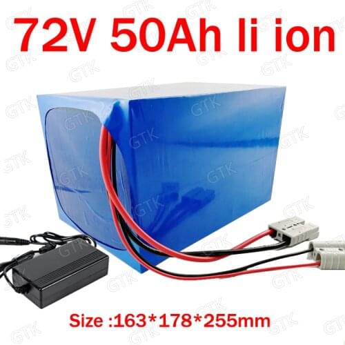 GTK customized Large capacity 72v 50Ah li-ion with BMS lithium for 5500w golf club bicycle scooter ebike Motorcycle +10A charger