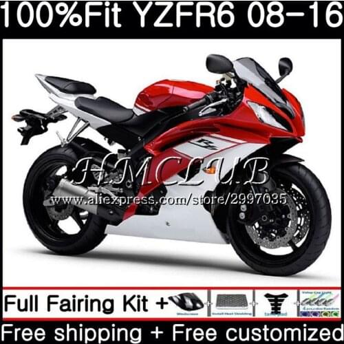 Injection For YAMAHA Red white hot YZF R 6 R6 2008 2009 2010 2011 2012 17HC.5 YZF 600 YZF-R6 YZF600 YZFR6 08 09 10 11 12 Fairing