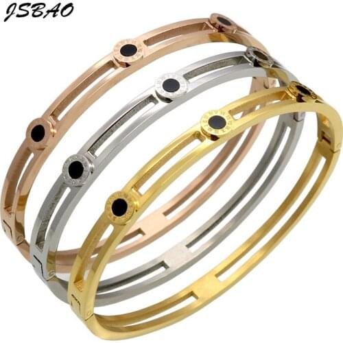 JSBAO New Arrivals Roman Numerals Bracelet Stainless Steel Hollow Roman Numbers Cuff Bangle Bracelet Pulseras Jewelry