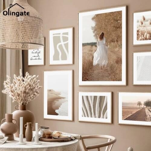 Scandinavian Nature Plant Girl Canvas Painting Nordic Poster Landscape Botanical Print One Piece Wall Art Picture Home Decor