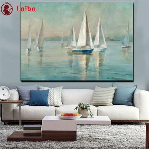 Full drill square Crystal Paintings Abstract art, sailing ship at sea Diamond Embroidery Full round 5d Diy diamond painting
