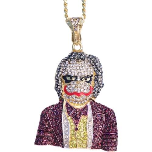 Classic Hip Hop Cartoon Necklace Clown Pendant Fashion Men Hiphop Rock Chain Pendant Necklace Jewelry For Boy Best Gifts