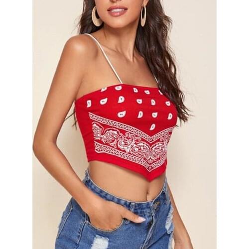 Summer Women Sexy Cami Casual Bohemian Paisley Print Tank Top Sleeveless Backless Bandana Camisole Streetwear Sling Vestss