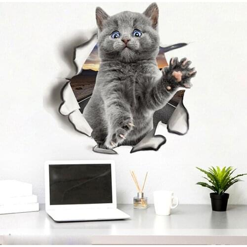 Multi-style Cute Animal Cartoon Wall Sticker 3D Kid Living Room Bathroom Decors Toilet Kitchen Sticker Home Decor Wallpaper