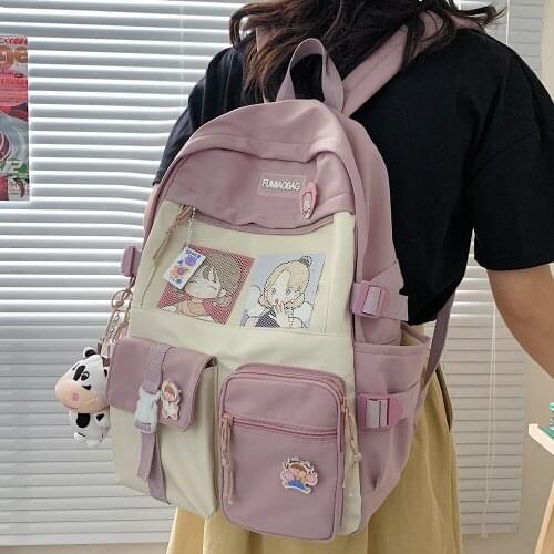 Women Cute Backpack High Capacity Female Harajuku School Bag College Lady Kawaii Cartoons Backpack Fashion Book Girl Bag Student
