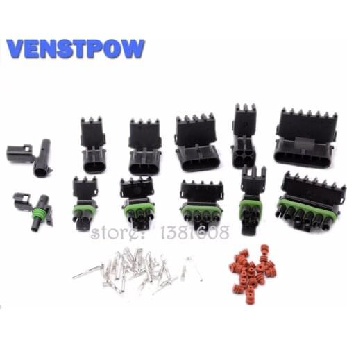1 set Female Male Weather Pack 1/2/3/4/6Pin Automobile Connector Plug Sealed Wiring Automobile Connectors Kit 18-14 GA