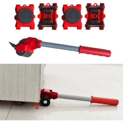 5Pcs/Set Professional Furniture Transport Lifter Tool Set Furniture Mover Wheel Bar Roller Device Heavy Stuffs Moving Hand Tools
