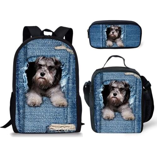 Cute Pocket Animals Backpacks 3PCS Schoolbags Set for Boys Girls Children Teenagers Primary Book Bags Students Travelbag