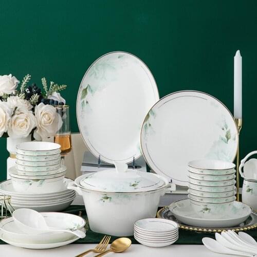 Jingdezhen Ceramic Dinnerware Set Kitchen Tableware Dinner Dish Ceramic Plates and Dishes Bowls 60 pcs combination dishes set