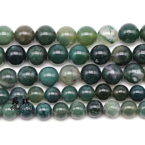 Natural Stone Moss Agates Round Loose Beads 4 6 8 10 12mm Pick Size Spacer Beads For Jewelry Making Diy Bracelets Necklace 15