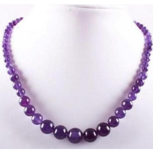 NEW natural 6-14mm Amethysts Round Necklace 17
