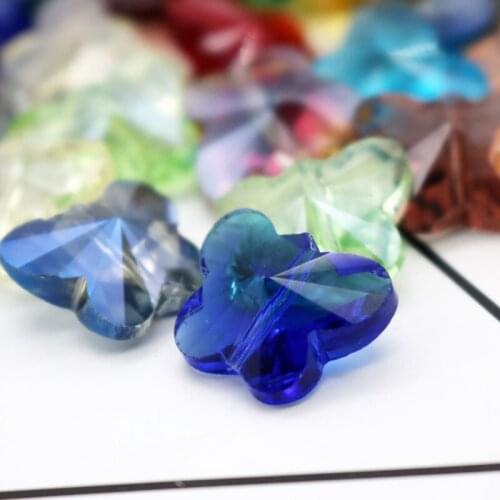 50pcs/lot New Crystal Beads 10x14mm Butterfly Shape Plated Color Glass Charms Favor Handmade DIY Earring Hair Hoop Cheap Jewelry