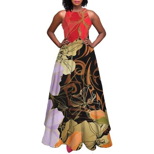 Hycool Sleeveless A-Line Maxi Dresses Women Summer Sexy Ladies Fashion Elegant Casual Floor Length Dresses Custom Print Dresses