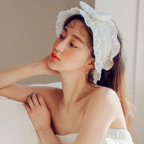 Women Girl’s Cute Hair Bands Bow Headbands Ladies Vintage White Lace Face Wash Makeup HairBands Sweet Princess Hair Accessories