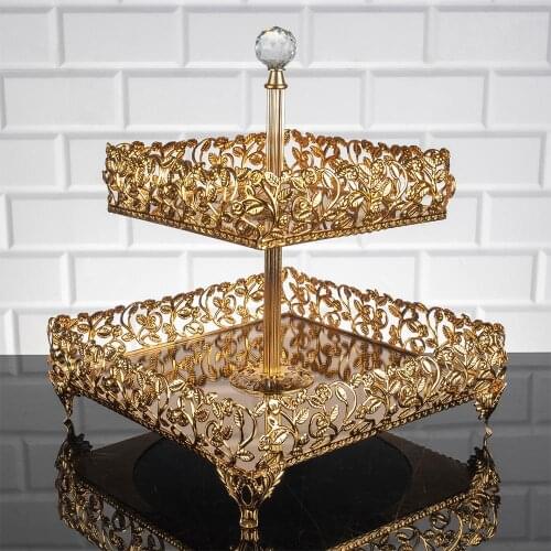 Serving tray plate Rhinestones 2 layer cookie Macaron dessert sweet service tray