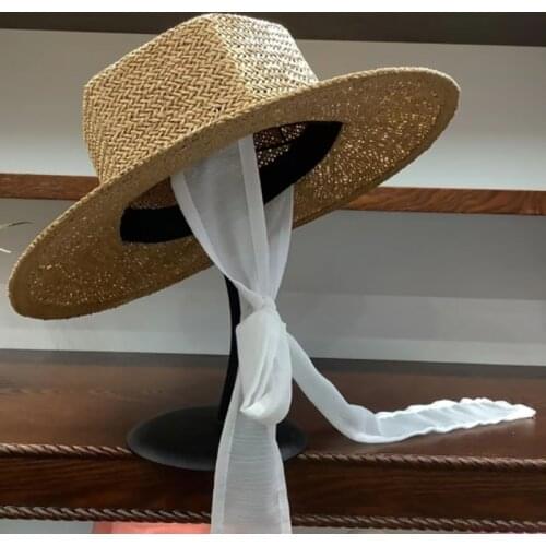 Summer Straw Hat Fashion Casual Ribbon Panama Beach Fedora Hat Wide Brim Breathable Sun Panama Hats For Women