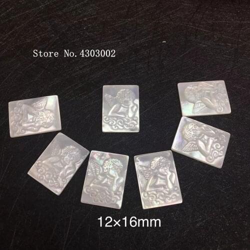 50pcs/lot 15x20mm Natural Thinker Angel Mother of Pearl Shell Rectangle Thinker Angel Pearl Shell MOP for DIY Jewelry
