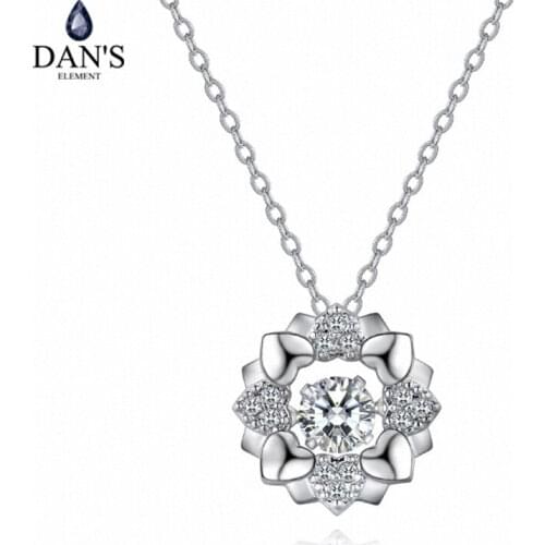 Dans Element Real Brand AAA Zirconia Micro Inlays Fashion Cherish Flower Pendant Necklace for women Valentines Gift 133755