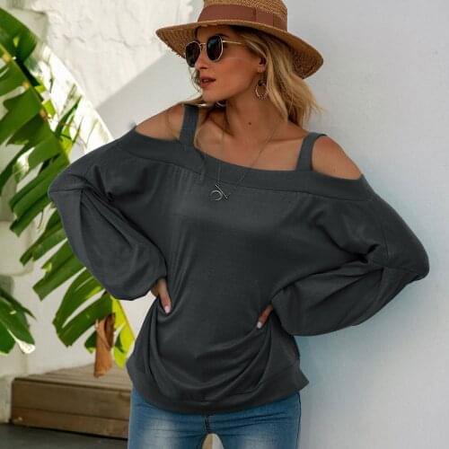Sweatshirts Women Spring Autumn Solid Color Hoodies Off Shoulder Long Sleeve Top Womans Clothing 2021 Casual Loose Y2K Tops