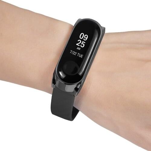 TPE Strap Bracelet Band Wriststrap Belt with Metal Case for Xiaomi Mi Band 3 NK-Shopping