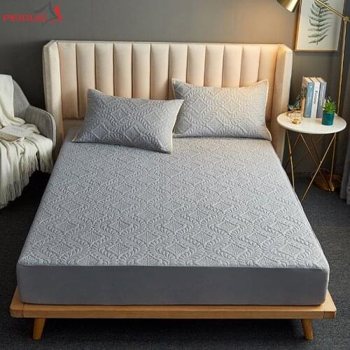 PEIDUO Thicken Quilted Mattress Cover Queen Quilted Bed Fitted Bed Sheet Anti-Bacteria Mattress Topper Air-Permeable Bed Pad