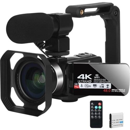 Video Camera YouTube Camera for Vlogging 4K Camcorder WiFi Ultra HD 30FPS 48MP 16X Digital Zoom Video Conference Camera