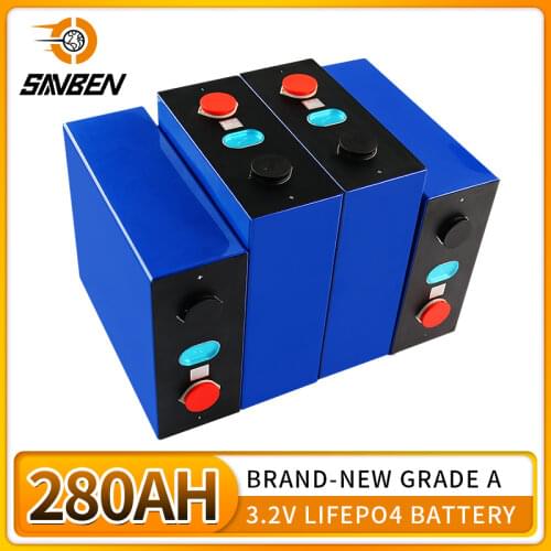 High Qualtiy 16pcs Lithium Iron Phosphate Battery Cells 3.2V 280Ah Lifepo4 Battery for Solar Battery RV EU US tax free