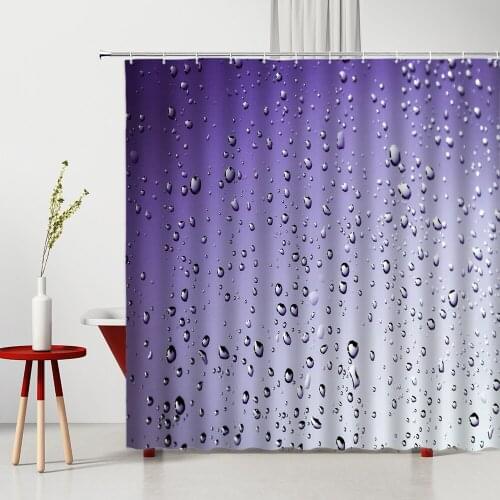 Raindrops Shower Curtains Romantic Purple Solid Color Dream Pattern Bathroom Decor Polyester Bath Hanging Cloth Washable Fabric