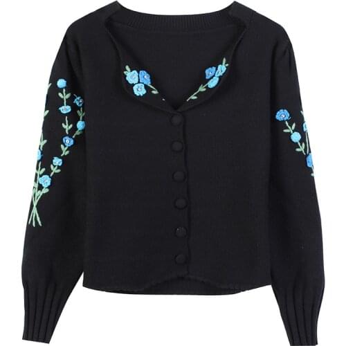 2020 New Fashion High-end Knitted Cardigan Button Retro Loose Jacquard V-neck Embroidery Sweater Ladies Sweater Clothes