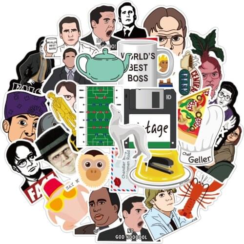 0pcs Tv Drama the Office Laptop Stickers DIY Sticker for Toys Cars Bags Desk Laptop Bicycle Phone Waterproof