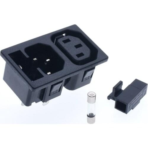 1PCS AC 250V 10A Power IEC320 C13 C14 Panel Mount Socket w Fuse Tube Holder