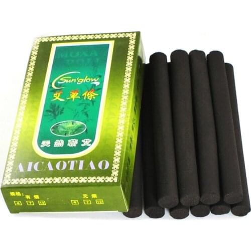 10Pcs/Box 12*120mm Smokeless Moxa Rolls Chinese Traditional Roller Stick Black Roller Burner Moxibustion Acupuncture Massage