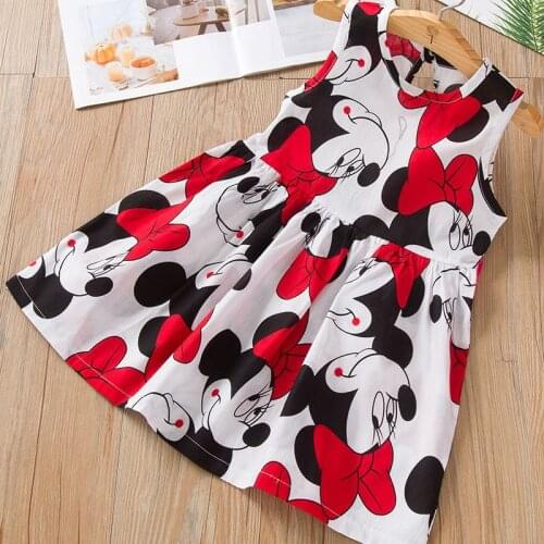 2019 Kids Girls Sleeveless Dress Summer Girls Prined Flower Dresses Children Clothes Baby Cotton Princess Dress Outfits