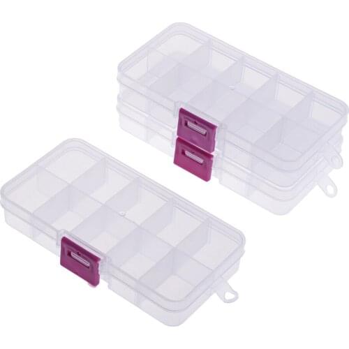 3 Pcs Plastic Box 10 Grids Fishing Tackle Beads Storage Box Craft Organizer