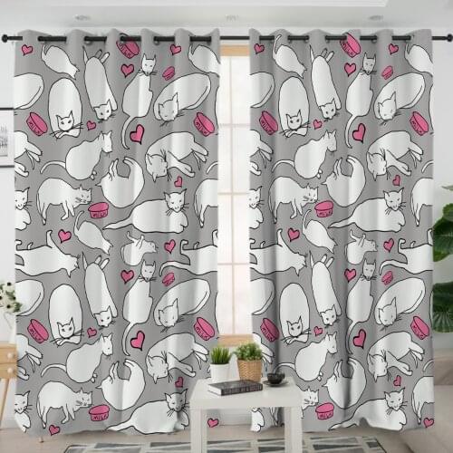 3D Window Curtains Cortinas De Dormitorio Cartoon Cat Print Room Home Decor Rideau De Fenetre Drapes Cotinas Rideau Salon