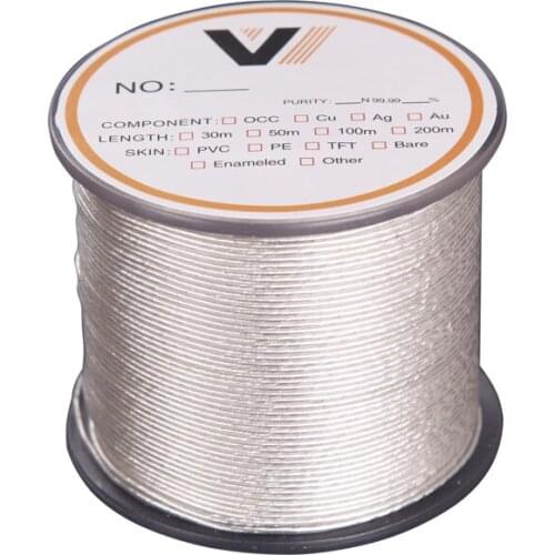 5meters 6N Monocrystalline silver earphone upgrade line with shield pvc insluation OD:1.0MM