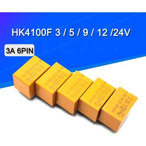 5PCS Relay HK4100F-DC12V-SHG HK4100F-DC5V-SHG 6 pin 3A 3V / 5V / 9V / 12V / 24V HK4100F-DC24V-SHG HK4100F-DC3V-SHG