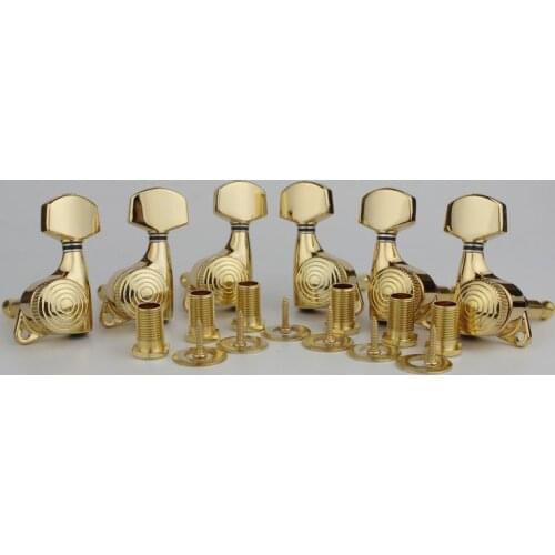 6Pcs Guitar Machine Heads(6 for Right)-1:20 Locking Tuning Key Pegs Tuners Replacement for Electric or Acoustic Guitars (Golden)