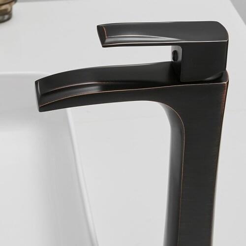 BAKALA Bathroom Faucet Black Single Handle Hot Cold Switch Water Mixer Taps Wash Basin Bathroom Deck Mounted Basin Faucet