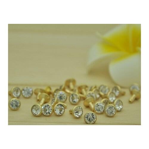 Free shipment,10mm 200sets rhinestone rivet for jean/garment,Golden metal with clear rhinestones