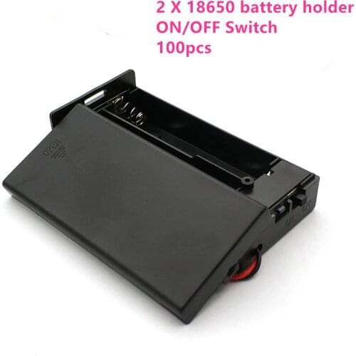 Free shipping 100pcs 2X18650 battery holder case with switch 7.4V 18650 battery Storage boxes