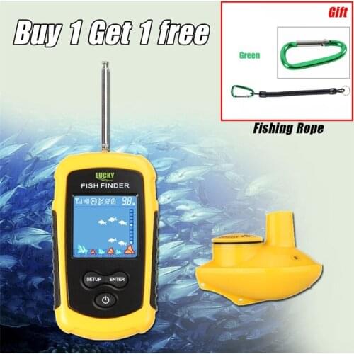 Lucky Fish Finder Wireless Portable LCD Depth 120M Echo Sounder Alarm Fishing Finder Sonar Sensor Transducer Handheld RL49-0065