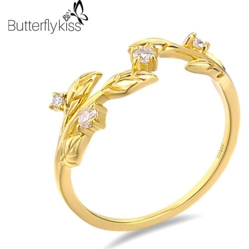 BK Leaf Moissanite Rings For Women Elegant Girl 925 Sterling Silver Fashion Personality Wedding Party Lady Fine Jewelry Gifts