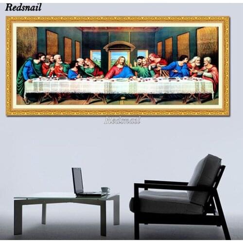 Large puzzle 5D Diy Diamond Painting Cross Stitch Diamond Embroidery Full Drill mosaic Wall Art the Last supper Jesus EE1202